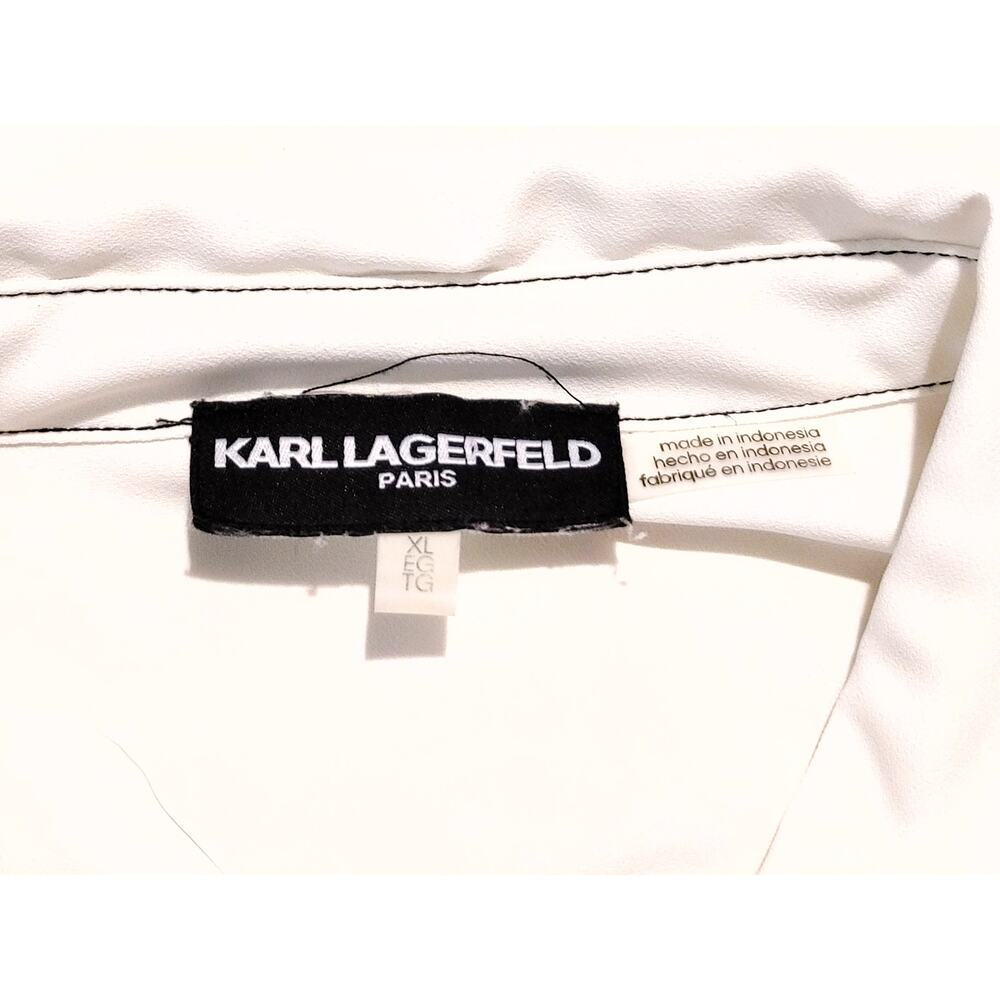 Karl Lagerfeld Paris Button Down Shirt Dress Long Sleeve White Minimalist XL - Picture 4 of 6